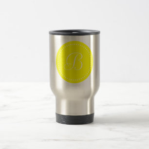 Monogramm-Rund Gelb/Weißer Punkt Reisebecher