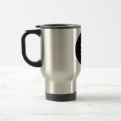 Monogramm rund schwarzer/weißer Punkt Reisebecher (Links)