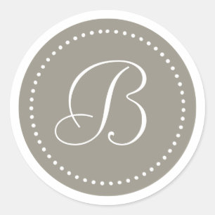 Monogramm Rundaluminium, silber/weiß, Punkt, Grenz Runder Aufkleber