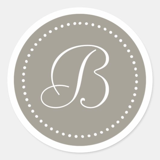 Monogramm Rundaluminium, silber/weiß, Punkt, Grenz Runder Aufkleber (Vorderseite)