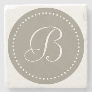 Monogramm runder Aluminium/weißer Punkt-Rand Steinuntersetzer