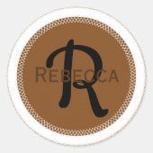 Monogramm Runder Aufkleber (Vorderseite)