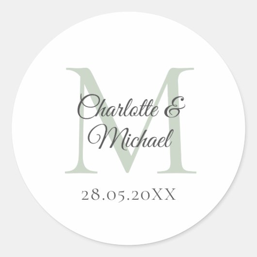 Monogramm Runder Aufkleber (Vorderseite)