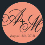 Monogramm Runder Aufkleber<br><div class="desc">Dieser Aufkleber ist Teil des modernen Edge Monogram Wedding Collections mit einem fett aber einfach gestalteten Stil. Bearbeiten Sie die Monogramm-Initialen mit den Initialen der Braut und des Bräutigams und fügen Sie anstelle des Textes, der in der Designvorlage gezeigt wird, Ihr Hochzeitstag oder einen anderen Text ein. Bei dieser Konstruktion...</div>