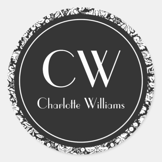 Monogramm Runder Aufkleber (Vorderseite)