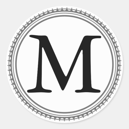 Monogramm Runder Aufkleber (Vorderseite)