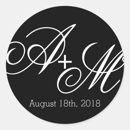 Monogramm Runder Aufkleber (Vorderseite)