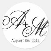 Monogramm Runder Aufkleber (Vorderseite)