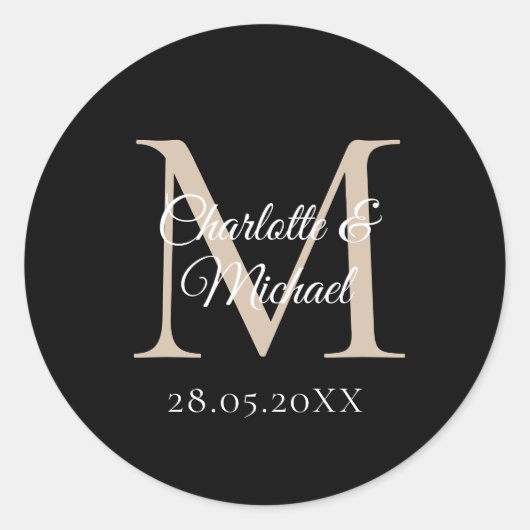 Monogramm Runder Aufkleber (Vorderseite)