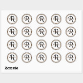 Monogramm Runder Aufkleber (Blatt)
