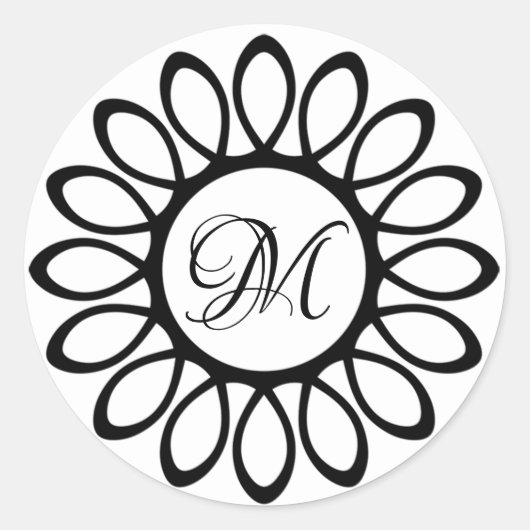 Monogramm Runder Aufkleber (Vorderseite)