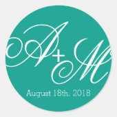 Monogramm Runder Aufkleber (Vorderseite)