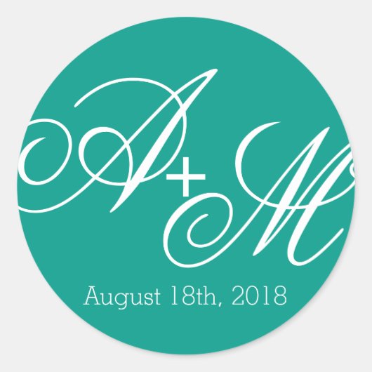 Monogramm Runder Aufkleber (Vorderseite)