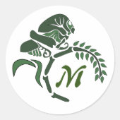 Monogramm Runder Aufkleber (Vorderseite)