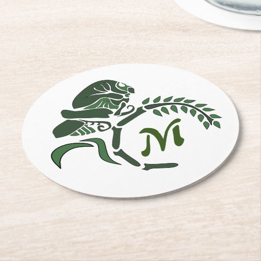 Monogramm Runder Pappuntersetzer (Angewinkelt)