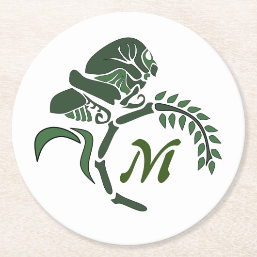 Monogramm Runder Pappuntersetzer (Vorderseite)