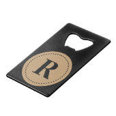 Monogramm Rundkamel braun/schwarz, Dotgrenze Geldkarten Flaschenöffner (Rückseite Schrägansicht)