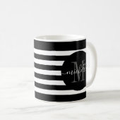 Monogramm-Rundschreiben mit schwarzem Streifen Mod Kaffeetasse (VorderseiteRechts)