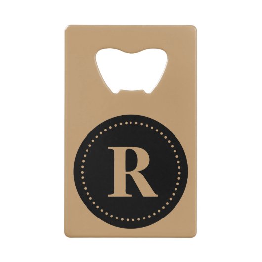 Monogramm Rundschwarz/Kamelbraun, Dotgrenze Geldbeutel Flaschenöffner (Vorderseite)