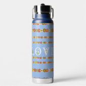 Monogramm Rustic Daisy Floral Liebe Blue Water Bot Trinkflasche (Vorderseite)