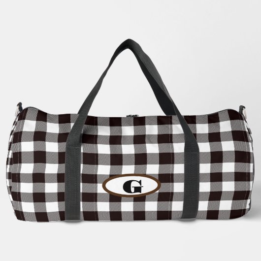 Monogramm rustikal anpassen Kariert Duffle Bag (Vorderseite)