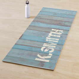 Monogramm Rustikal Blue Beach Holzplatte Yogamatte