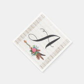 Monogramm Rustikal Boho Federn Pfeil Hochzeit Serviette (Ecke)