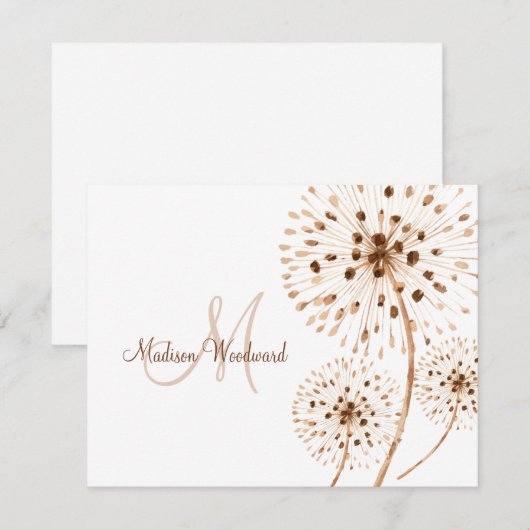 Monogramm rustikal getrocknete Blume Mitteilungskarte (Vorne/Hinten)