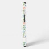 Monogramm Rustikal Rosa Blau Aquarell Blumen iPhone Hülle (Linke Seite)