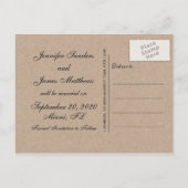 Monogramm rustikal Save the Date Ankündigungspostkarte (Rückseite)