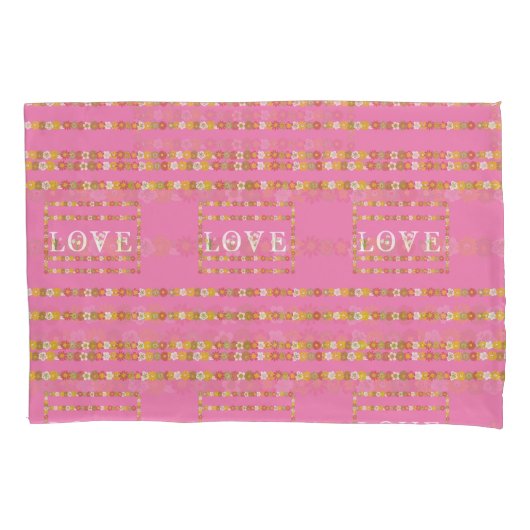 Monogramm rustikale Daisy Floral Liebe Rosa Kissenbezug (Vorderseite)
