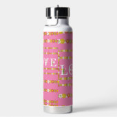 Monogramm rustikale Daisy Floral Liebe Rosa Trinkflasche (rechts)