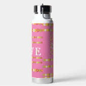 Monogramm rustikale Daisy Floral Liebe Rosa Trinkflasche (Links)