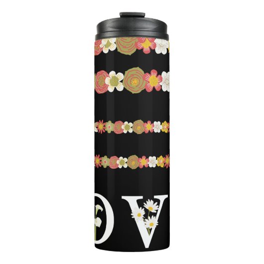Monogramm rustikale Daisy Floral Liebe Thermosbecher (Vorderseite)