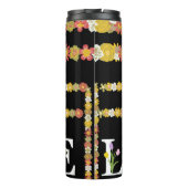 Monogramm rustikale Daisy Floral Liebe Thermosbecher (Rückseite)