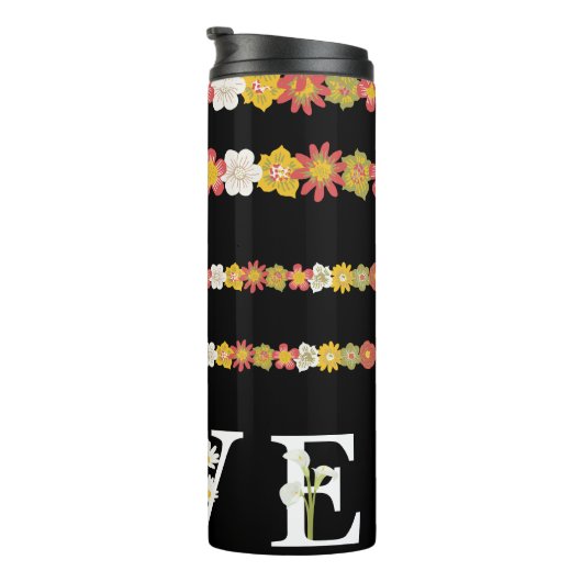Monogramm rustikale Daisy Floral Liebe Thermosbecher (Nach rechts gedreht)