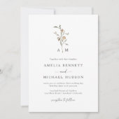 Monogramm Rustikale Hochzeit Einladung (Vorderseite)