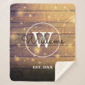 Monogramm rustikale Holzpaneele Sherpadecke (Vorderseite)