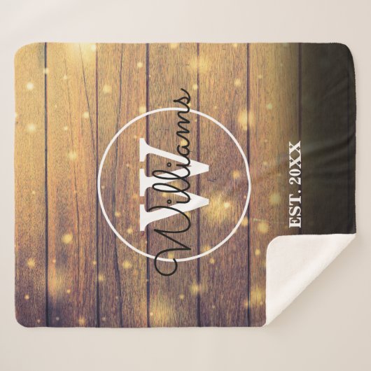 Monogramm rustikale Holzpaneele Sherpadecke (Vorderseite (Horizontal))