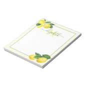Monogramm rustikale Lemonen Aquarellstreifen Notizblock (Rotiert)