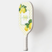Monogramm rustikale Lemonen Aquarellstreifen Pickleball Schläger (Links)