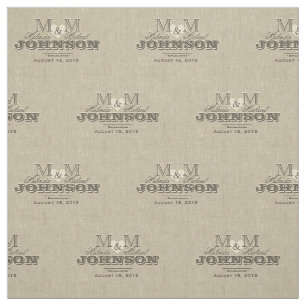 Monogramm rustikale Linen Aussehen mit Herz Stoff