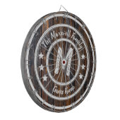 Monogramm Rustikale Scheunenholz Dartscheibe (Vorderseite Links)
