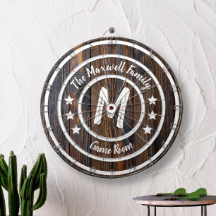 Monogramm Rustikale Scheunenholz Dartscheibe