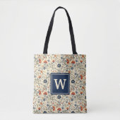 Monogramm rustikale skandinavische Wildblumen Tasche (Vorderseite)