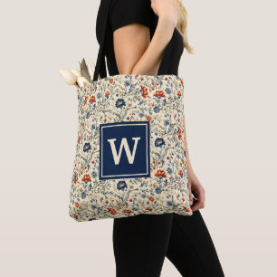 Monogramm rustikale skandinavische Wildblumen Tasche