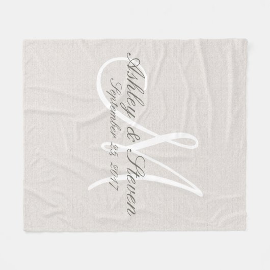 Monogramm | Rustikale Wäsche Fleecedecke (Vorderseite (Horizontal))