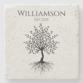 Monogramm rustikaler Baum Steinuntersetzer (Vorderseite)