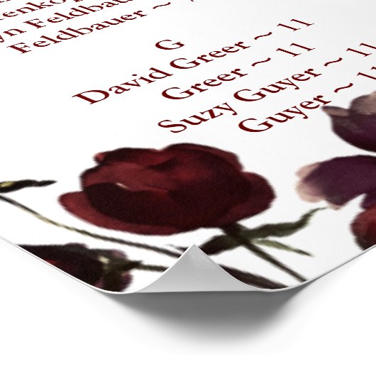 Monogramm rustikaler Blütenblausch Burgundy Fall F Poster (Ecke)