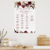 Monogramm rustikaler Blütenblausch Burgundy Fall F Poster (Küche)